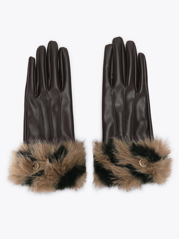Carvela Brown Fur Gloves - Image 1 of 3