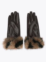 Carvela Brown Fur Gloves - Image 2 of 3