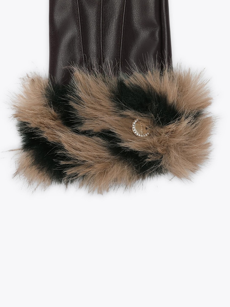 Carvela Brown Fur Gloves - Image 3 of 3