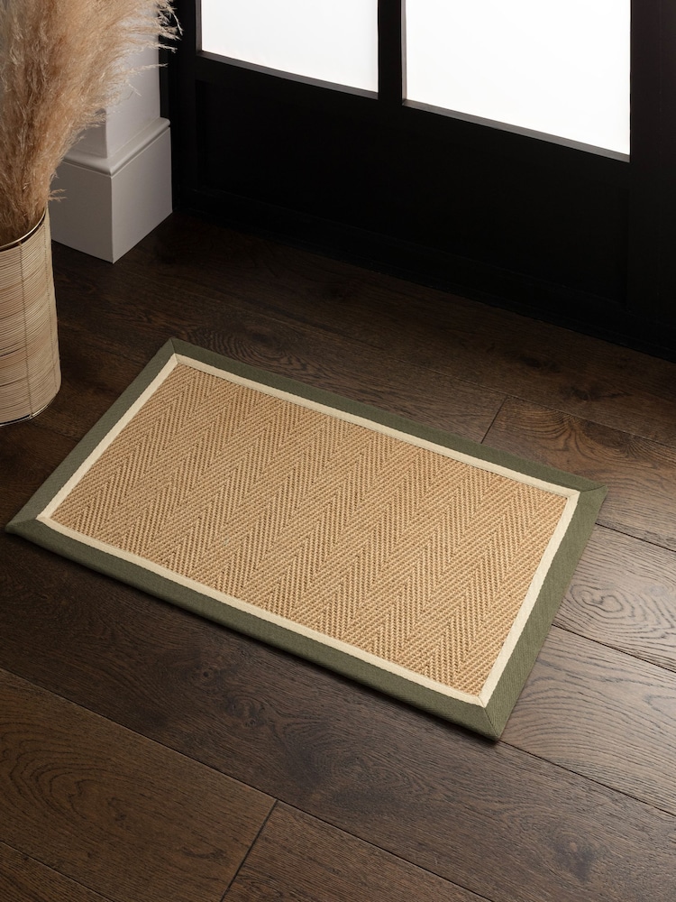 Asiatic Rugs Khaki Cream Bordo Herringbone Doormat - Image 1 of 4
