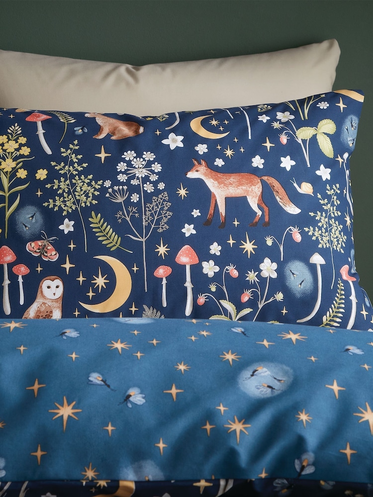 Catherine Lansfield Blue Enchanted Twilight Animals Duvet Cover and Pillowcase Set - Image 3 of 4