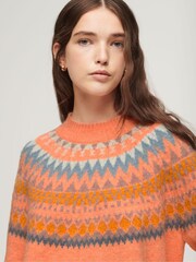Superdry Orange Slouchy Pattern Knit Jumper - Image 3 of 6