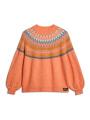 Superdry Orange Slouchy Pattern Knit Jumper - Image 4 of 6