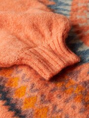 Superdry Orange Slouchy Pattern Knit Jumper - Image 5 of 6