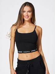 Pineapple Black Strappy Crop Top - Image 1 of 8