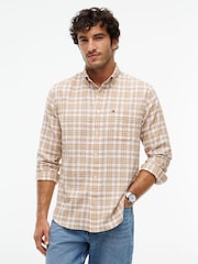 Tommy Hilfiger Brown Relaxed Fit Soft Textured Check Shirt - Image 1 of 5