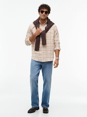 Tommy Hilfiger Brown Relaxed Fit Soft Textured Check Shirt - Image 4 of 5