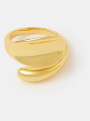 Accessorize Gold 14ct Gold-Plated Sculptural Ring - Image 1 of 2