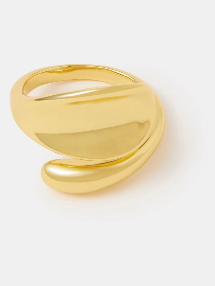 Accessorize Gold 14ct Gold-Plated Sculptural Ring - Image 1 of 2 Accessorize Gold 14ct Gold-Plated Sculptural Ring - Image 1 of 2