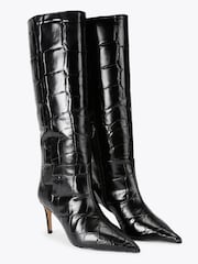 Черный - KG Kurt Geiger кожаные сапоги на коленях с принтом крокодиловой кожи - Изображение 2 4