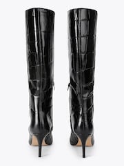 Черный - KG Kurt Geiger кожаные сапоги на коленях с принтом крокодиловой кожи - Изображение 3 4