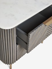 Dark Grey Valencia Marble and Mango Wood 2 Drawer Wide Bedside Table - Image 10 of 11