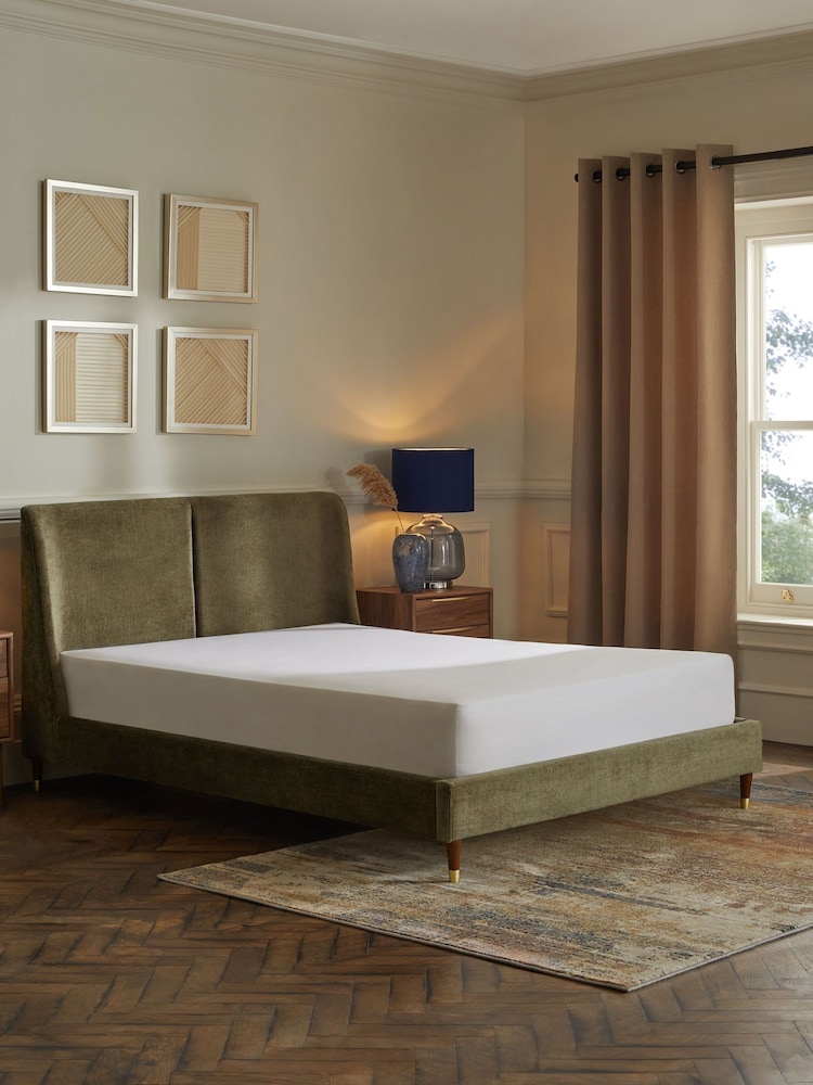 Plush Chenille Moss Green Flinton Upholstered Bed Frame - Image 2 of 6