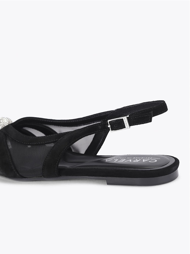 Carvela Black Lumera Slingback Embellished Flat Shoes - Image 4 of 4