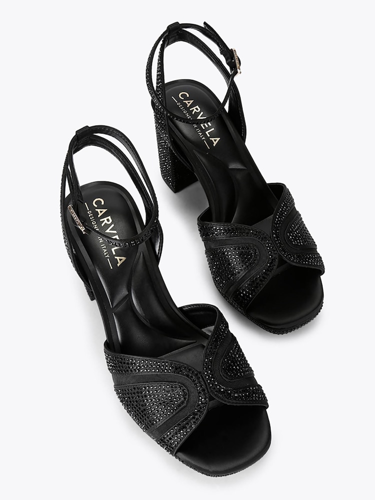 Negru - Carvela Fantastico Platform Embellished Heeled Sandals - Imaginea 2 din 4 Negru - Carvela Fantastico Platform Embellished Heeled Sandals - Imaginea 2 din 4