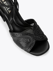 Negru - Carvela Fantastico Platform Embellished Heeled Sandals - Imaginea 4 din 4