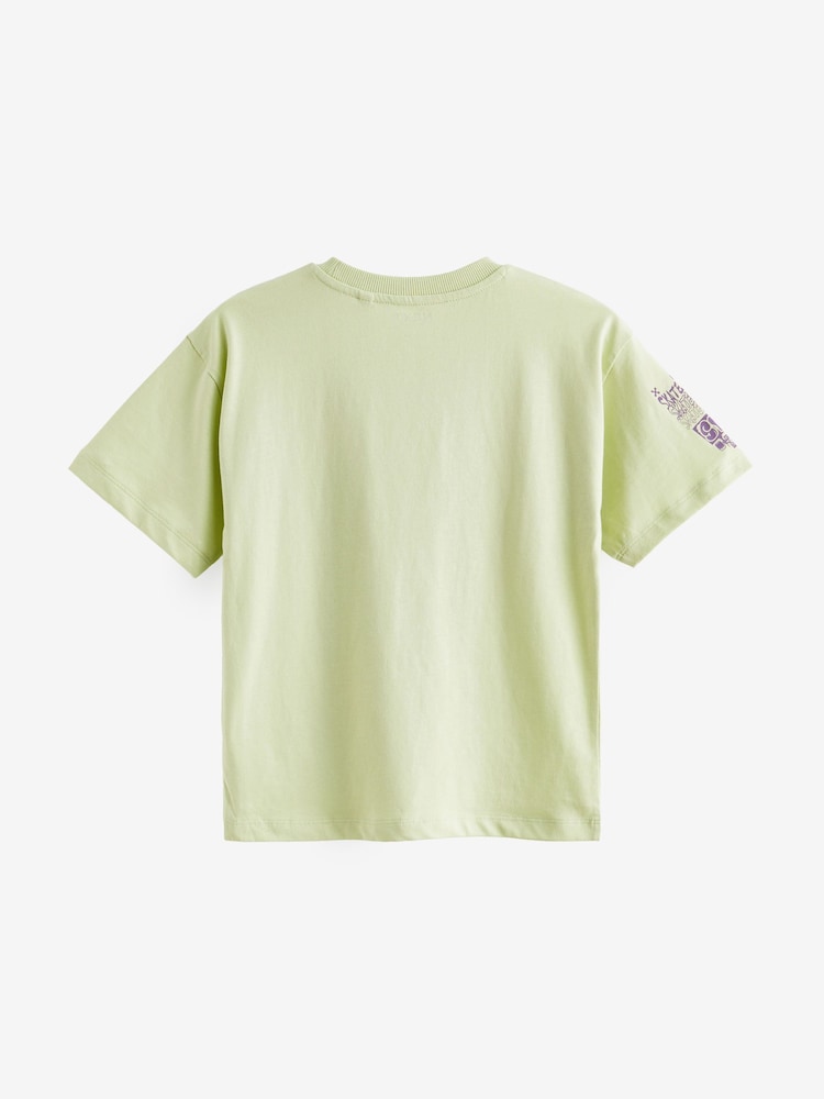 Lime Green/White Graffiti Relaxed Fit Graphic 100% Cotton Short Sleeve T-Shirts 3 Pack (3-16yrs) - Image 2 of 3