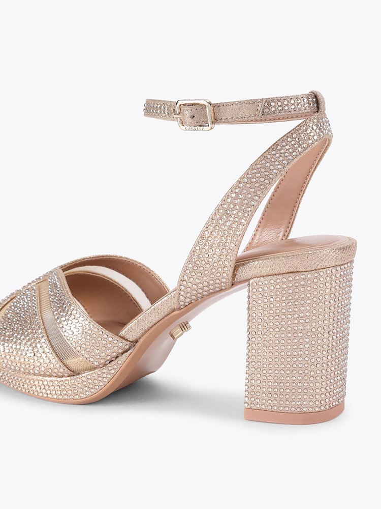 זהב - Carvela Fantastico Platform Embellished Heeled Sandals - תמונה 2 מתוך 4 זהב - Carvela Fantastico Platform Embellished Heeled Sandals - תמונה 2 מתוך 4