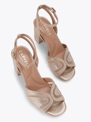זהב - Carvela Fantastico Platform Embellished Heeled Sandals - תמונה 3 מתוך 4
