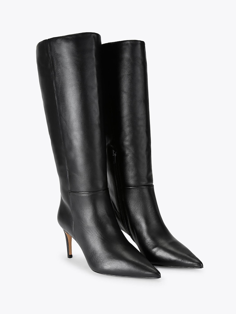 KG Kurt Geiger Black Strict Leather Knee Boots - Image 4 of 4 KG Kurt Geiger Black Strict Leather Knee Boots - Image 4 of 4