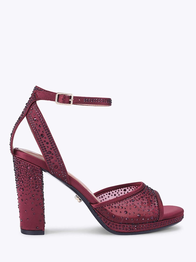 Carvela Red Lovebird Embellished Mesh Platform Heeled Sandals - Image 1 of 4 Carvela Red Lovebird Embellished Mesh Platform Heeled Sandals - Image 1 of 4