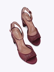Carvela Red Lovebird Embellished Mesh Platform Heeled Sandals - Image 2 of 4
