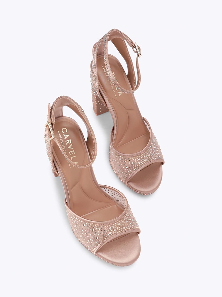 Carvela Pink Lovebird Embellished Mesh Platform Heeled Sandals - Image 2 of 4 Carvela Pink Lovebird Embellished Mesh Platform Heeled Sandals - Image 2 of 4