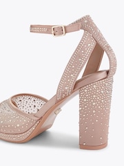 Carvela Pink Lovebird Embellished Mesh Platform Heeled Sandals - Image 3 of 4