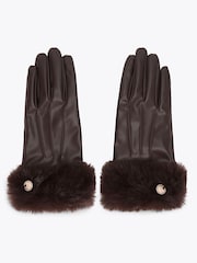 Marron chocolat - Gants de fourrure Carvela - Image 1 de 3