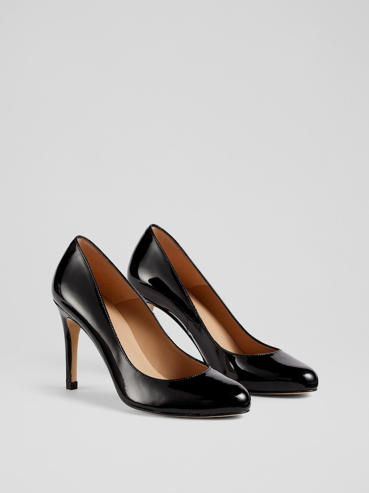 LK Bennett Black Stila Patent Leather Round Toe Courts - Image 1 of 5