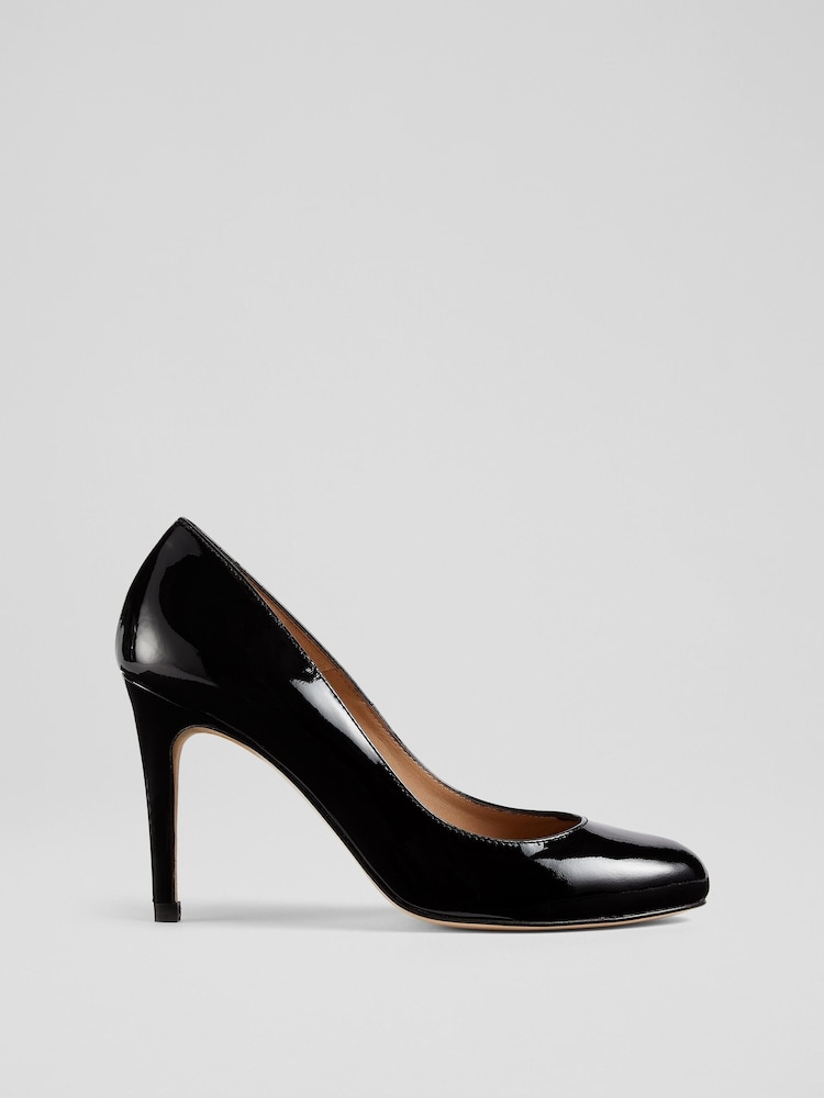 LK Bennett Black Stila Patent Leather Round Toe Courts - Image 5 of 5