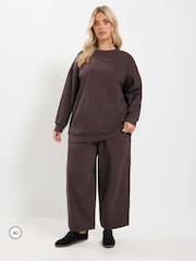 Қоңыр - Yours Curve Sweatshirt And Barrel Joggers Set - 6суретінің 1 суреті