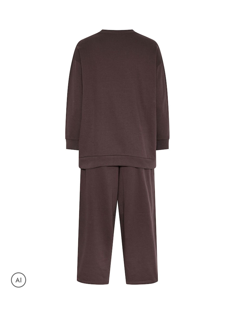 Қоңыр - Yours Curve Sweatshirt And Barrel Joggers Set - 6суретінің 6 суреті