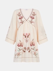 Accessorize Cream Floral Embroidered Mini Kaftan - Image 4 of 4