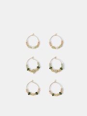 Accessorize Gold Mini Beaded Hoop Earrings 3-Pack - Image 2 of 2