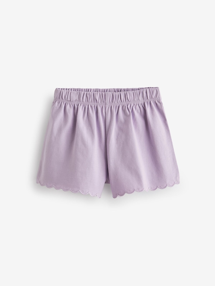Lilac/Green/Peach 3 Pack Cotton Scallop Edge Shorts (3mths-7yrs) - Image 2 of 6