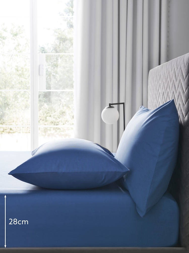 Blue Easy Care Polycotton Fitted Sheet - Image 3 of 5
