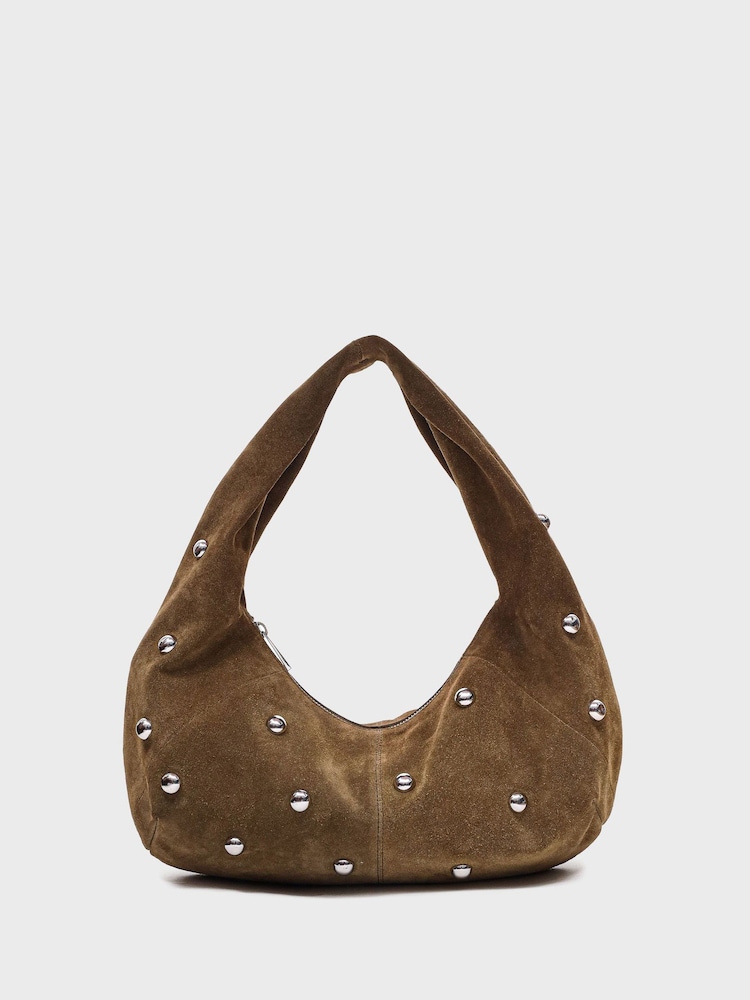 NÚNOO Green Small Alma Rivet Suede Bag - Image 1 of 3 NÚNOO Green Small Alma Rivet Suede Bag - Image 1 of 3