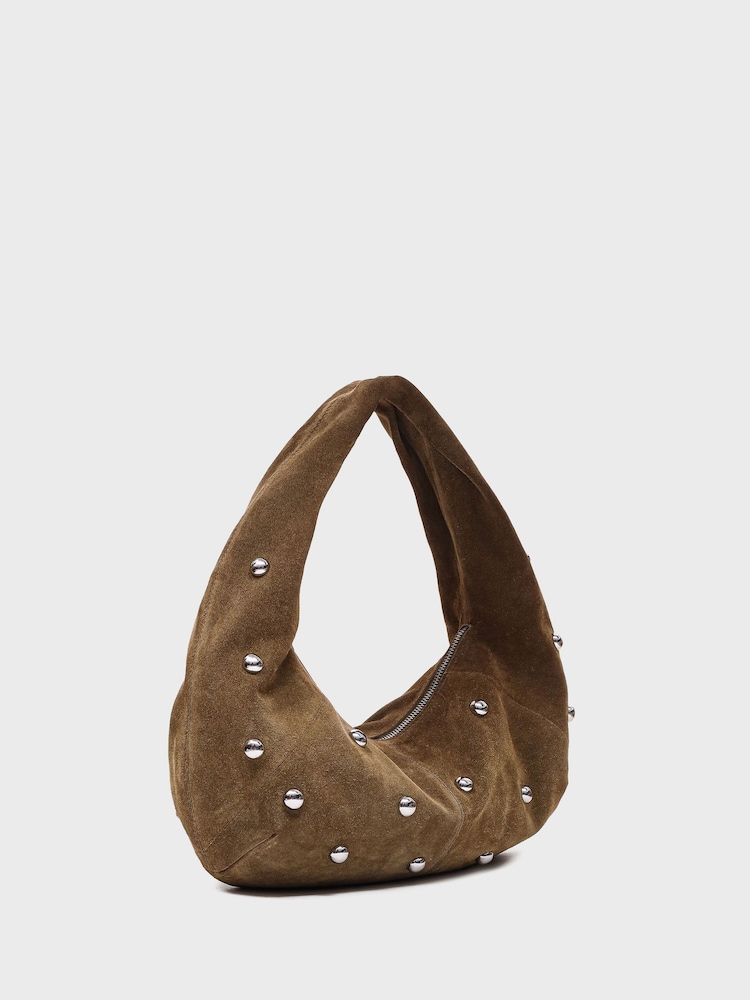 NÚNOO Green Small Alma Rivet Suede Bag - Image 3 of 3 NÚNOO Green Small Alma Rivet Suede Bag - Image 3 of 3