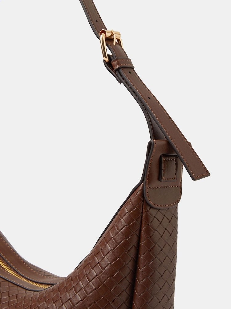 Accessorize Brown Woven Scoop Shoulder Bag - Image 2 of 2 Accessorize Brown Woven Scoop Shoulder Bag - Image 2 of 2