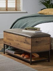 Oak Effect Bronx Storage Ottoman Bench - Image 2 of 8