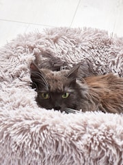 Grey Round Faux Fur Pet Bed - Image 3 of 4