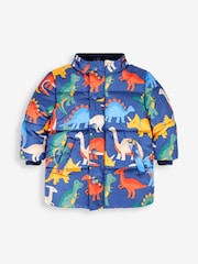 JoJo Maman Bébé Denim Blue Dinosaur Character Puffer Jacket - Image 7 of 8