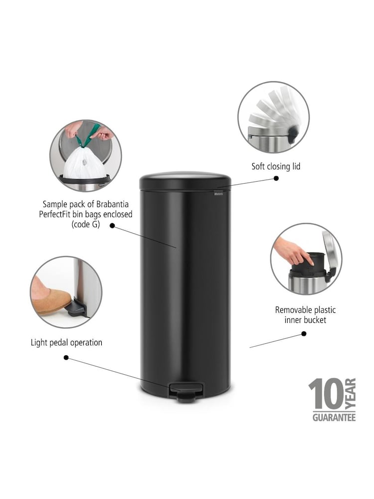 Brabantia Matt Black NewIcon 30L Pedal Bin - Image 6 of 6