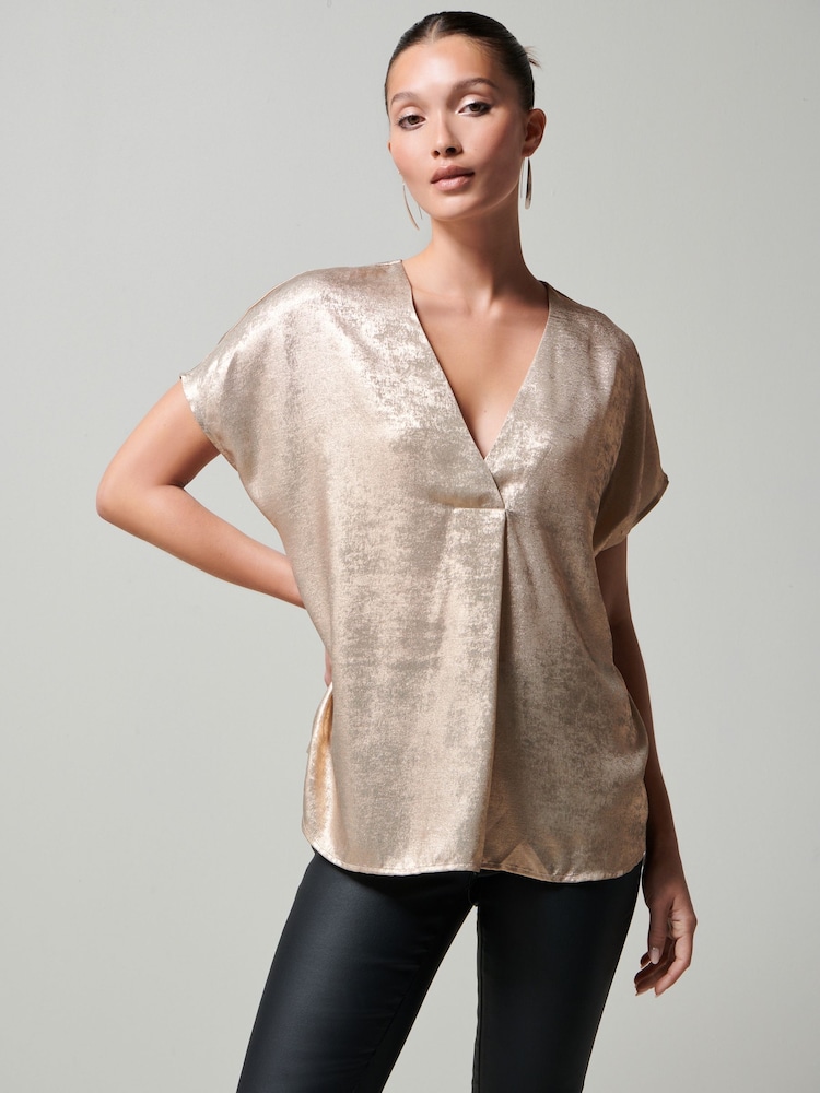 Rose Gold Short Sleeve Overhead Top - Image 1 of 6 Rose Gold Short Sleeve Overhead Top - Image 1 of 6