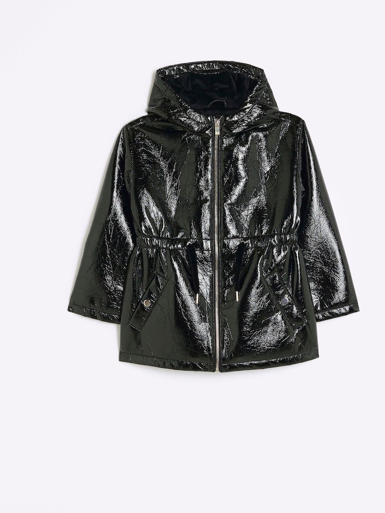 River Island Black Girls Cinched Waist Coat - Image 1 of 3