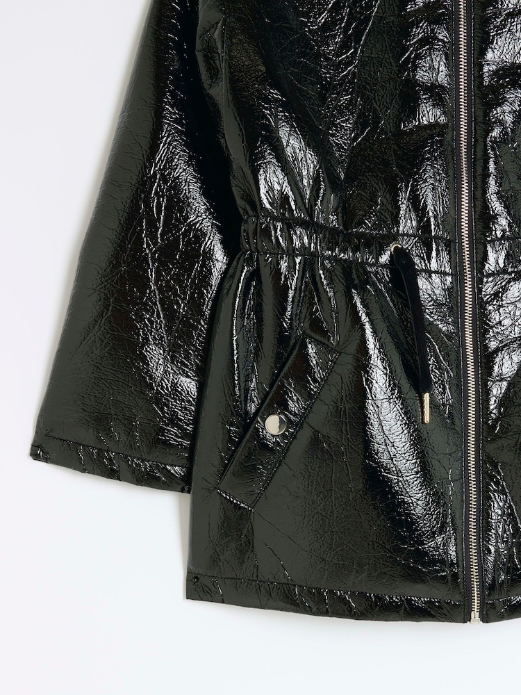 River Island Black Girls Cinched Waist Coat - Image 3 of 3