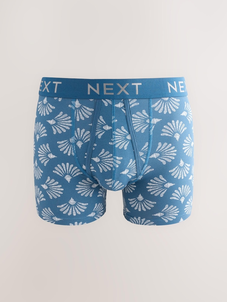 Blue Pattern Print A-Front Boxers 4 Pack - Image 2 of 6