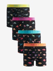 Black/Neon Dinosaur Animal A-Front Boxers 4 Pack - Image 1 of 7