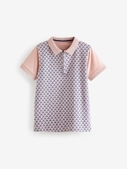 Pink Jacquard Textured Short Sleeve Polo Shirt (3-16yrs) - Image 1 of 3